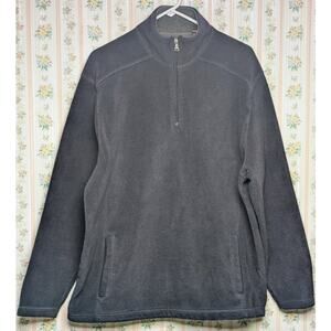 St John's Bay Quarter Zip Pullover MENS SIZE Medium Black Fleece Sweater comfy